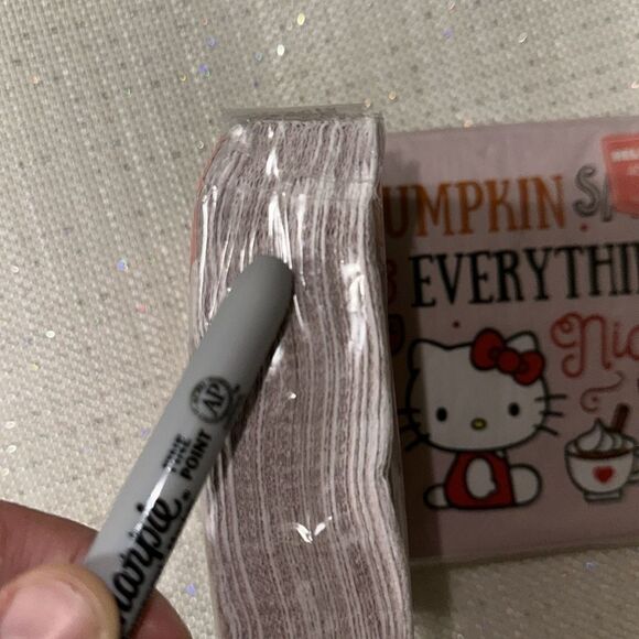 HELLO KITTY Pink White Orange Black Pumpkin Spice Fall Square Beverage Napkins - Picture 8 of 8